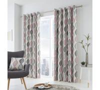 Fusion Lennox Modern Geo Print Pink Eyelet Curtains