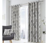 Fusion Lennox Ogee Eyelet Curtains - Grey - 117x137cm