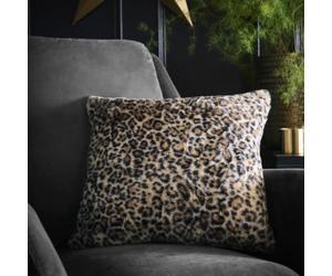 Fusion Leopard Faux Fur Natural Cushion Cover, 43 x 43cm, Polyester, Minimalist
