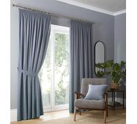 Fusion Light Blue Blackout Pencil Pleat Curtains - W168 x L229cm (66x90) - 2 Panels - Thermal Drapes for Bedroom or Living Room - Pale Sky Blue Window Treatment