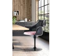 Fusion Living Black Tulip Armchair With Luxurious Cushion In Light Pink Light Pink One Size