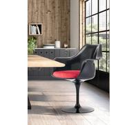 Fusion Living Black Tulip Armchair With Luxurious Cushion In Raspberry Raspberry