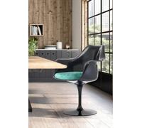 Fusion Living Black Tulip Armchair With Luxurious Cushion In Turquoise Turquoise One Size