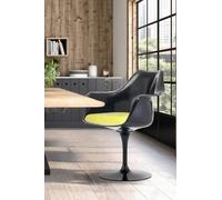 Fusion Living Black Tulip Armchair With Luxurious Cushion In Yellow Yellow