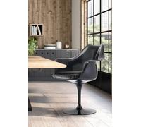 Fusion Living Black Tulip Armchair With Pu Cushion Black One Size