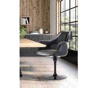 Fusion Living Black Tulip Armchair With Pu Cushion In Dark Grey Dark Grey One Size
