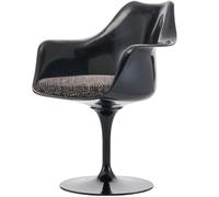Fusion Living Black Tulip Armchair With Textured Cushion Grey