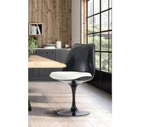 Fusion Living Black Tulip Dining Chair With Pu Cushion In White White One Size
