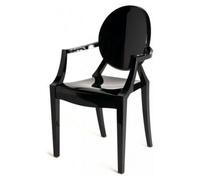 Fusion Living Ghost Style Plastic Louis Armchair Black