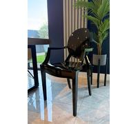Fusion Living Ghost Style Plastic Louis Armchair In Black Black