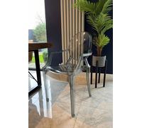 Fusion Living Ghost Style Plastic Louis Armchair In Grey Grey One Size