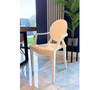 Fusion Living Ghost Style Plastic Louis Armchair In Ivory Ivory