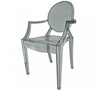 Fusion Living Ghost Style Plastic Louis Armchair Smoke Grey