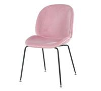 Fusion Living Luxurious Blush Pink Velvet Dining Chair With Black Metal Legs