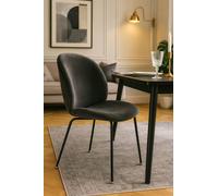 Fusion Living Luxurious Velvet Dining Chair With Black Metal Legs In Dark Grey Dark Grey