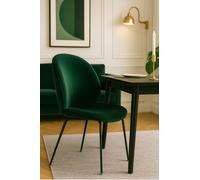 Fusion Living Luxurious Velvet Dining Chair With Black Metal Legs In Emerald Emerald