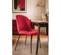 Fusion Living Luxurious Velvet Dining Chair With Black Metal Legs In Red Red