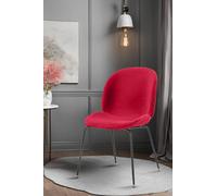 Fusion Living Luxurious Velvet Dining Chair With Black Metal Legs Red
