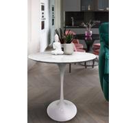 Fusion Living Marble Tulip Circular Side Table In White White One Size