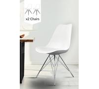 Fusion Living Set Of 2 Soho Plastic Dining Chairs With Chrome Metal Legs In White White One Size