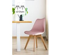 Fusion Living Set Of 2 Soho Plastic Dining Chairs With Squared Light Wood Legs In Dusty Pink Dusty Pink One Size