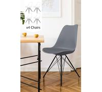 Fusion Living Set Of 4 Soho Plastic Dining Chairs With Black Metal Legs In Dark Grey Dark Grey One Size