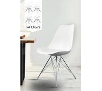 Fusion Living Set Of 4 Soho Plastic Dining Chairs With Chrome Metal Legs In White White One Size