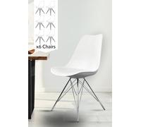 Fusion Living Set Of 6 Soho Plastic Dining Chairs With Chrome Metal Legs In White White One Size
