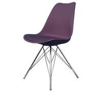Fusion Living Soho Aubergine Plastic Dining Chair With Chrome Metal Legs