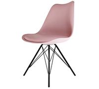 Fusion Living Soho Blush Pink Plastic Dining Chair With Black Metal Legs