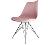 Fusion Living Soho Blush Pink Plastic Dining Chair With Chrome Metal Legs