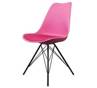 Fusion Living Soho Bright Pink Plastic Dining Chair With Black Metal Legs