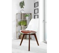 Fusion Living Soho Clear Plastic Dining Chair With Squared Dark Wood Legs In Chocolate Chocolate