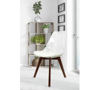 Fusion Living Soho Clear Plastic Dining Chair with Squared Dark Wood Legs in Ivory Fusion Living Ivory
