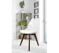 Fusion Living Soho Clear Plastic Dining Chair With Squared Dark Wood Legs In Ivory Ivory One Size