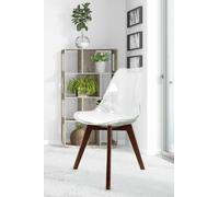 Fusion Living Soho Clear Plastic Dining Chair With Squared Dark Wood Legs In White White One Size
