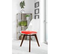 Fusion Living Soho Clear Plastic Dining Chair With Squared Dark Wood Legs Red One Size