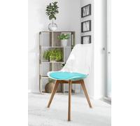 Fusion Living Soho Clear Plastic Dining Chair With Squared Light Wood Legs In Aqua Aqua One Size