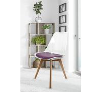 Fusion Living Soho Clear Plastic Dining Chair With Squared Light Wood Legs In Aubergine Aubergine One Size