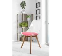 Fusion Living Soho Clear Plastic Dining Chair with Squared Light Wood Legs in Bright Pink Fusion Living Bright Pink