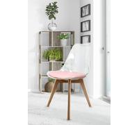 Fusion Living Soho Clear Plastic Dining Chair With Squared Light Wood Legs In Dusty Pink Dusty Pink One Size