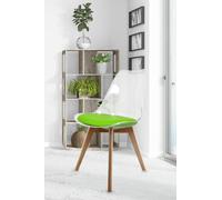 Fusion Living Soho Clear Plastic Dining Chair with Squared Light Wood Legs in Green Fusion Living Green