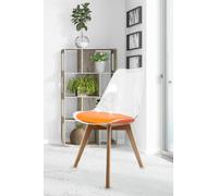 Fusion Living Soho Clear Plastic Dining Chair With Squared Light Wood Legs In Orange Orange One Size