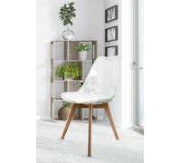 Fusion Living Soho Clear Plastic Dining Chair With Squared Light Wood Legs In White White One Size