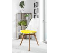 Fusion Living Soho Clear Plastic Dining Chair With Squared Light Wood Legs In Yellow Yellow One Size