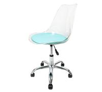 Fusion Living Soho Clear Plastic Dining Chair With Swivel Base Aqua