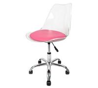 Fusion Living Soho Clear Plastic Dining Chair With Swivel Base Bright Pink