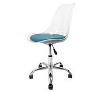 Fusion Living Soho Clear Plastic Dining Chair With Swivel Base Teal