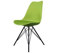 Fusion Living Soho Green Plastic Dining Chair With Black Metal Legs