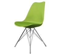 Fusion Living Soho Green Plastic Dining Chair With Chrome Metal Legs